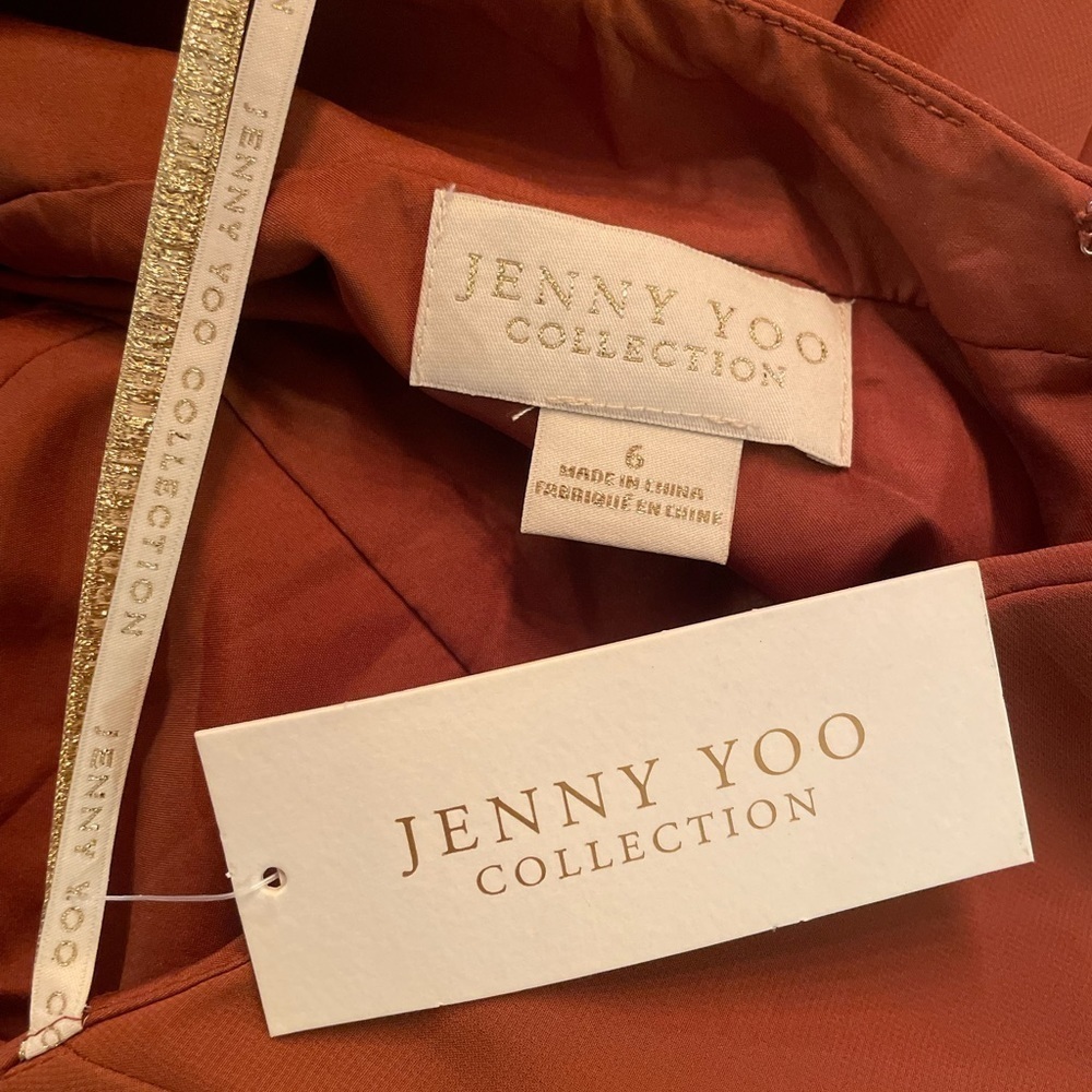 NEW Jenny Yoo "Halle" Halter Bridesmaid Dress in Terracotta Luxe Chifon size 6 - Picture 9 of 15